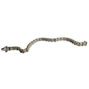 Vintage Sterling Silver & Gold Vermeil Tennis Bracelet With Cubic Zirconia